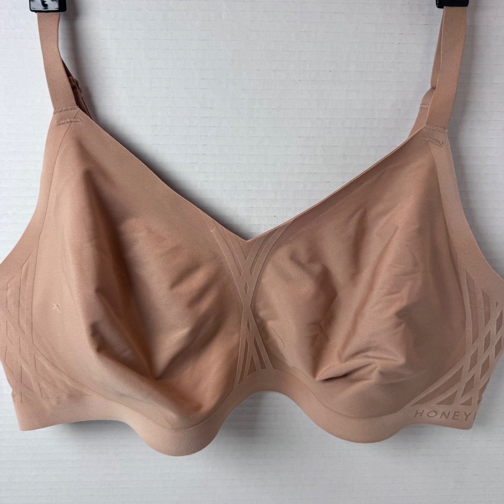 Honeylove Crossover Bra Women M+ Tan Nude Wireless Seamless LWBR0203